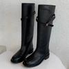 Boots Women's Martin Knight Boots Tall Retro Small Gold Buckle But Knee Boots Children's Sleeve Boots Women's