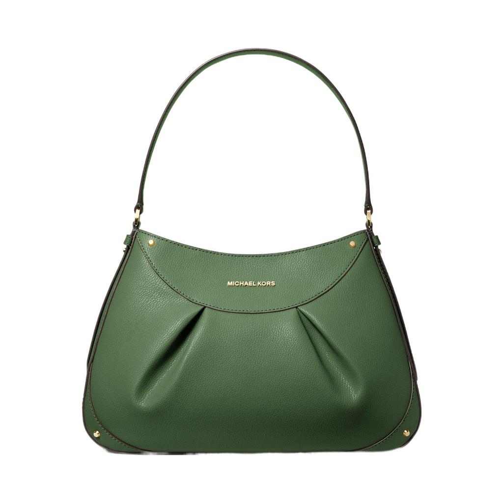 Michael Kors MK Enzo Pleated Leather Shoulder Bag Medium Women Bags Black Dark-Green Camel 30F3G6EL6L