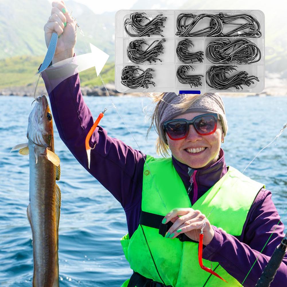 200pcs Octopus Fishing Hooks High Carbon Steel Barbed Fish Hooks Saltwater Carp Fishhook for Bass Salmon Fishing Accessories
