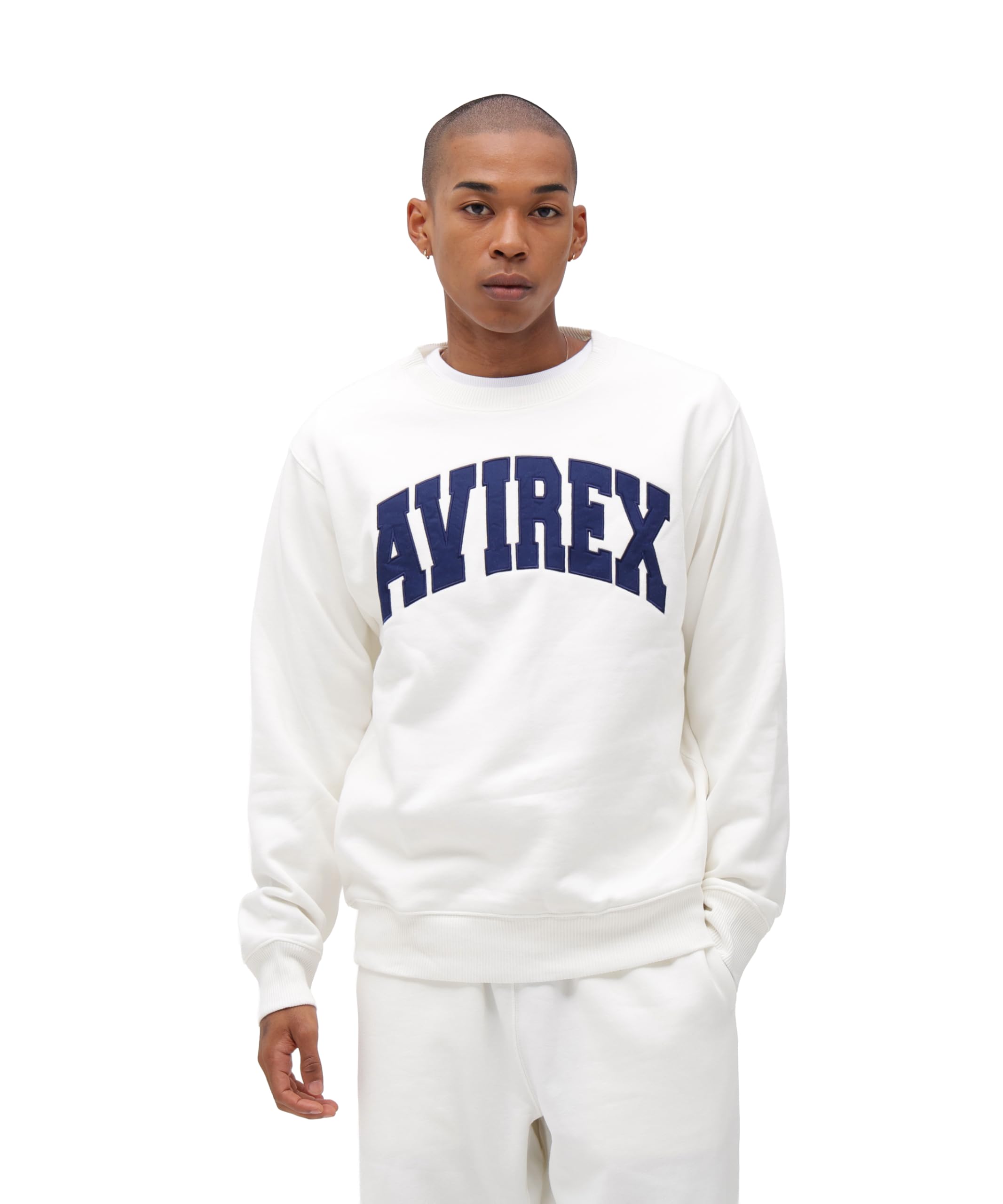 

AVIREX CREW NECK L/S SWEAT LOGO 783-3932003 men s M off white