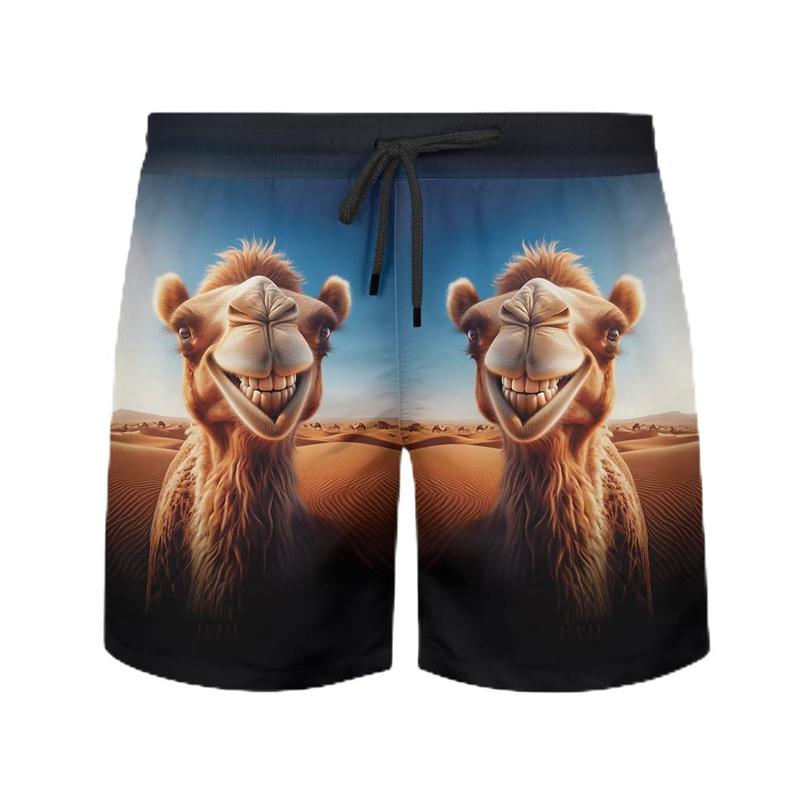 Funny Camel Pattern Hawaiian Beach Shorts Men Cool Cute 3d Printing Animal Swimming Trunks Oversized Summer Street Short Pants