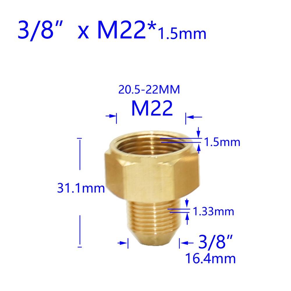 Messing 3/8" 1/2" M14 M18 M22 Gevindforbinder Han Hun Til Perlator Vandrenser Vandhane Kobberfittings Tandafstand 1,5 mm