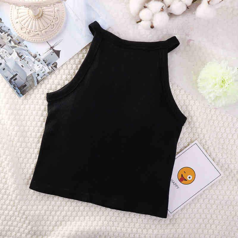 Korean Style Spicy Halter Neck Tank Top with Chest Pad and Beautiful Back Design