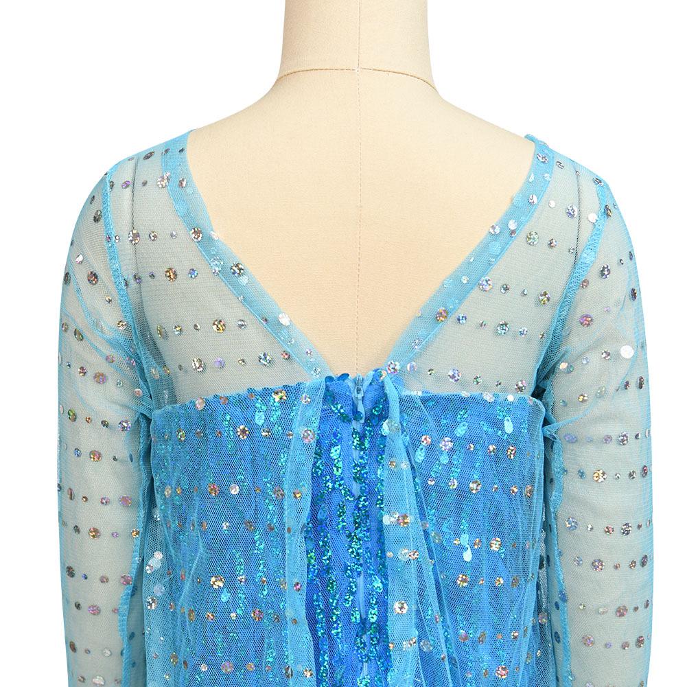 Frozen Girls' Elsa Sequin Mesh Long-Sleeve Formal Dress