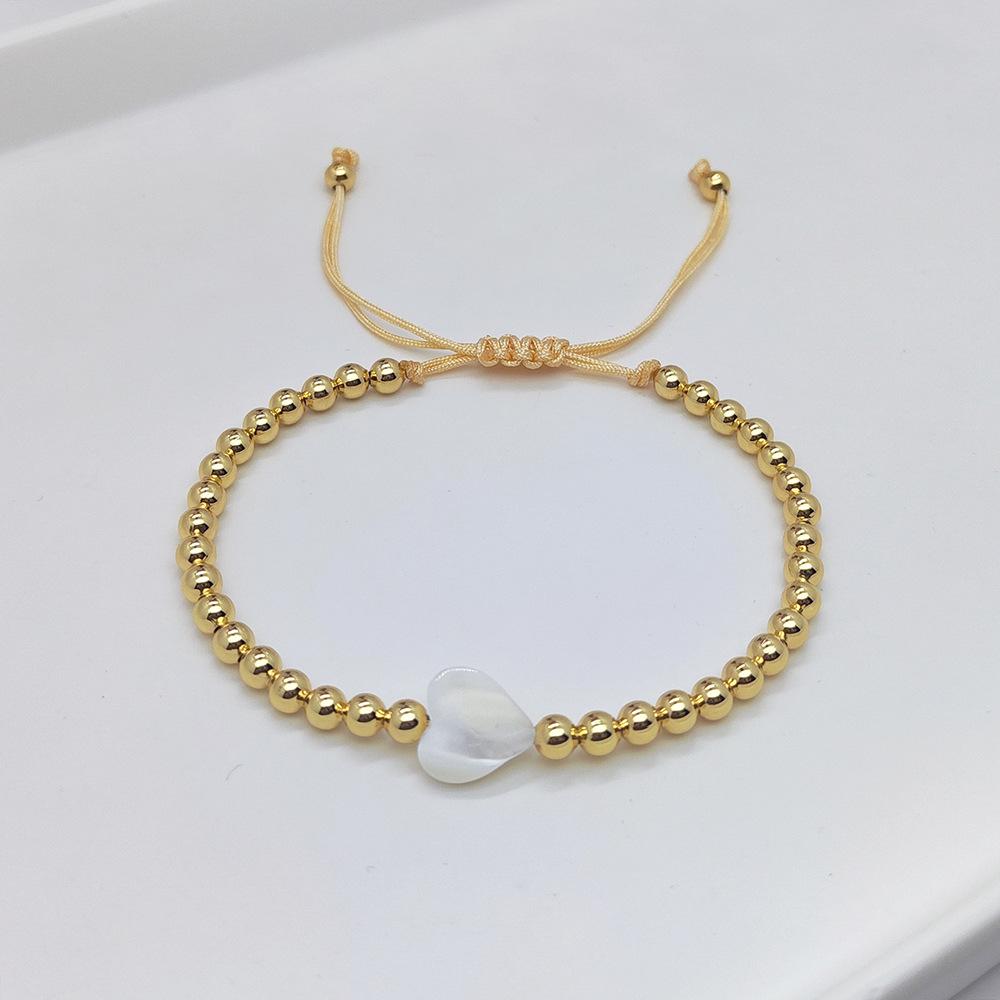 Nicssy Gold Color Beaded Bracelets for Women Jewelry Natural Shell Cross Star Heart Charm Bracelet Adjustable Rope Pulseras
