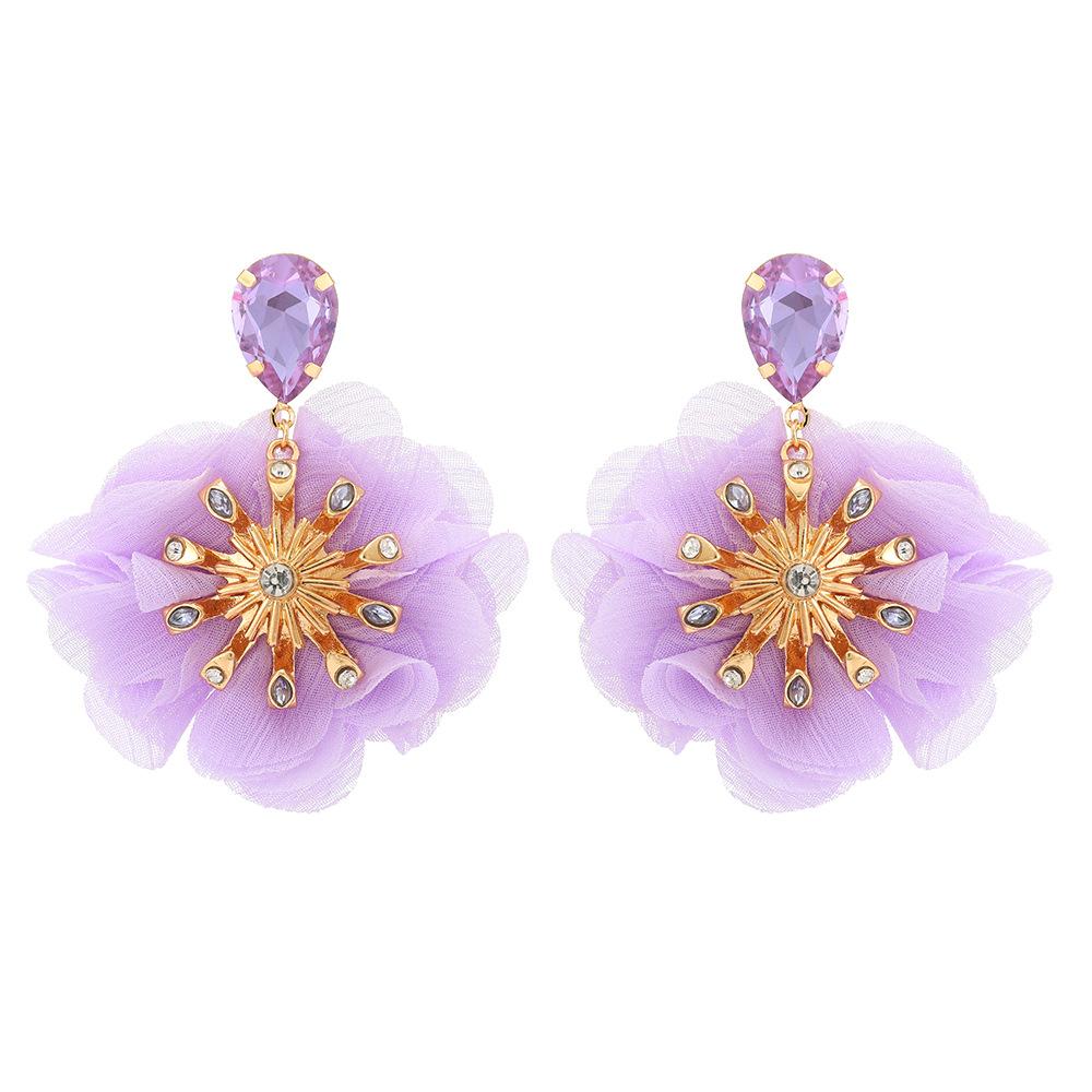 Large Hanging Lace Flower Earrings Women 2023 Trend Hanging Luxury Design Lace Cotton Petals Fairy Elegant Jewelry Accessories