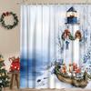 Nautical Lighthouse Shower Curtain Beach Coastal Sunset Sail Boat Retro Scenery Bathroom Decor Bath Curtain With Hooks