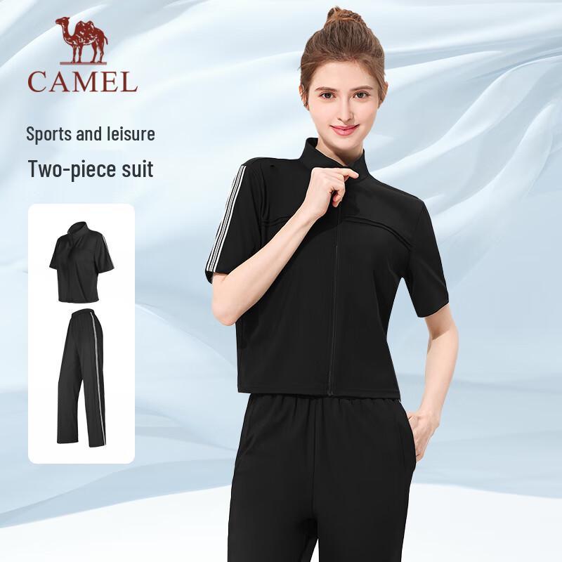 CAMEL Women s Casual Short Sleeve Sportswear Two-piece Set XL