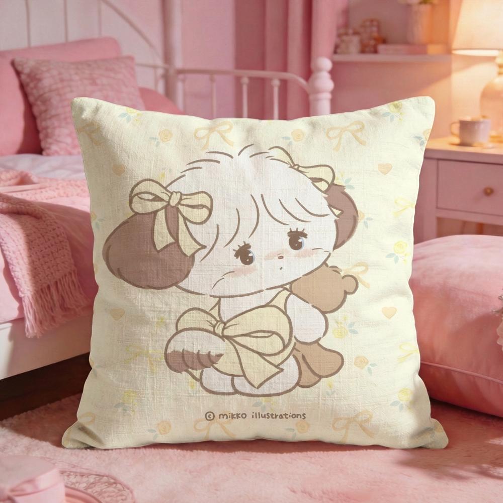 MMikkoS Cute Cat Cartoon Cushion Cover Premium Comfort Reversible Pillow Cove Two In One Design For Any Room  Car Interior