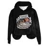 Women's Hooded Long Sleeve Printed Flannel Top Hooded Sweatshirt