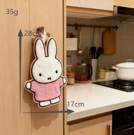 Kawai Miffy Rabbit Hand Towel Thickened Cartoon Wipe Cloth Versatile Household Supply Bathroom Kitchen Washroom Home Decoration
