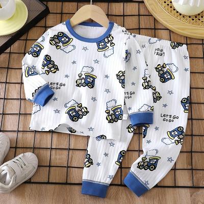 2026 Summer Children Long Sleeve Pant Underwear Suits Baby Spring O-Neck Cartoon Cotton Pajama Set Home Wear Clothing Suit for Girl Boy