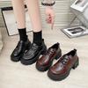 French Small Loafers 2025 Autumn New British Style Small Leather Shoes Fashion Versatile Thick Heel Platform Single Shoes