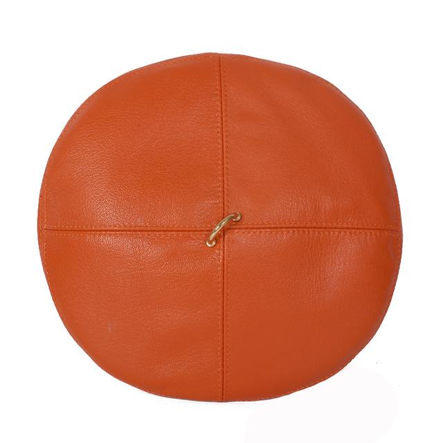 

Весенне-зимний берет из 100% натуральной кожи, женская модная европейская кепка художника с тыквой, женская кепка цвета радуги, белая/красная тонкая Boina XXL 59 60 cm оранжевый