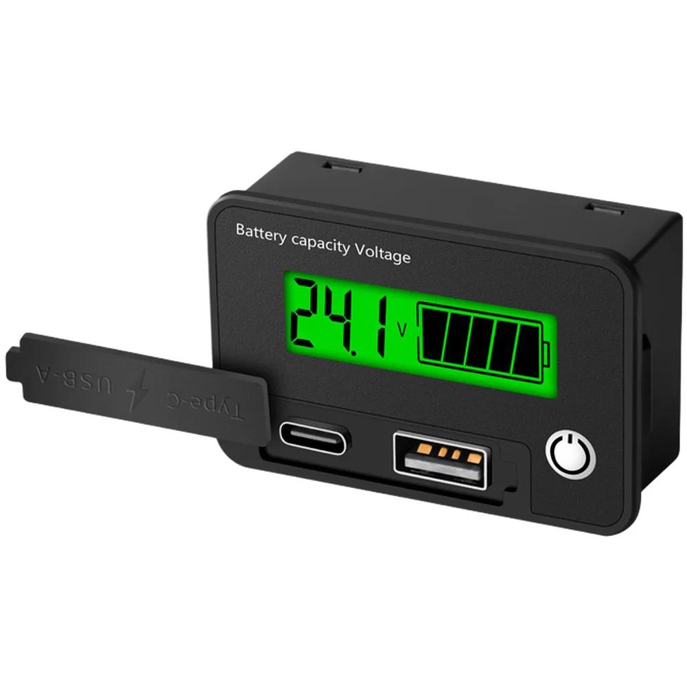 

8-30V Battery Capacity Indicator LCD Digital Electricity Meter Lead-acid Lithium LiFePO4s Car Motorcycle Voltmeter Voltage Gauge зелений