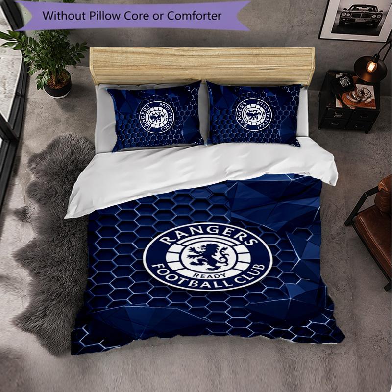 Biancheria da letto a tema Rangers FC Set 3 Pezzi Copripiumino Biancheria da letto Decorativa Per Stanza Adolescenti Decorazione Casa