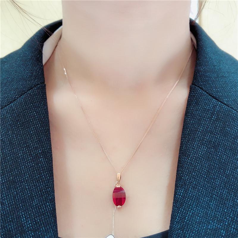Purple Gold Egg Surface Ruby Pendant Simple Atmosphere Plated Rose Gold Ingot Pendant Jewelry Women