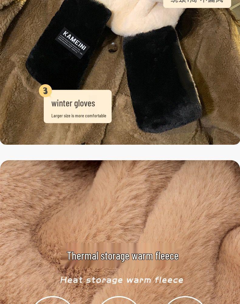 Women's Cute Bear Plush Hooded Snood with Warm Gloves and Scarf Set