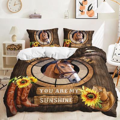 Three-Piece Pastoral Sunflower Cow Quilt Set Two-Piece Bedding Set