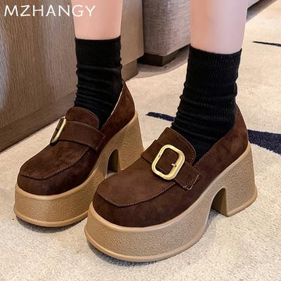 Women Platform Loafers Shoes High Heels Fashion Pumps Suefe Chunky Winter Shoes 2024 Trend Designer Dress New Zapatillas Ladies
