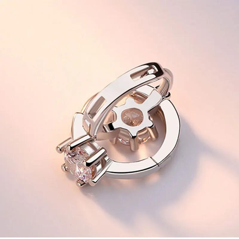 Fashion  Silver Needle Earrings Six Claw Zircon Heart Arrow Round Stud Earrings For Women Best Gift Pendientes Oorbellen
