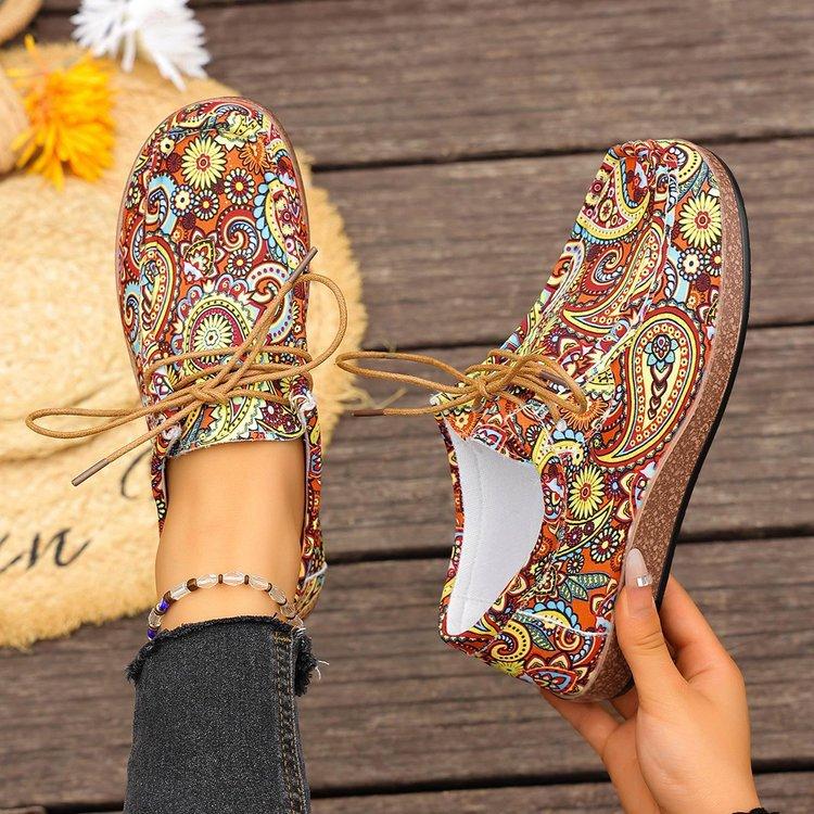 Casual large size light mouth lightweight single shoes autumn bohemian women's comfortable soft-soled flat heels