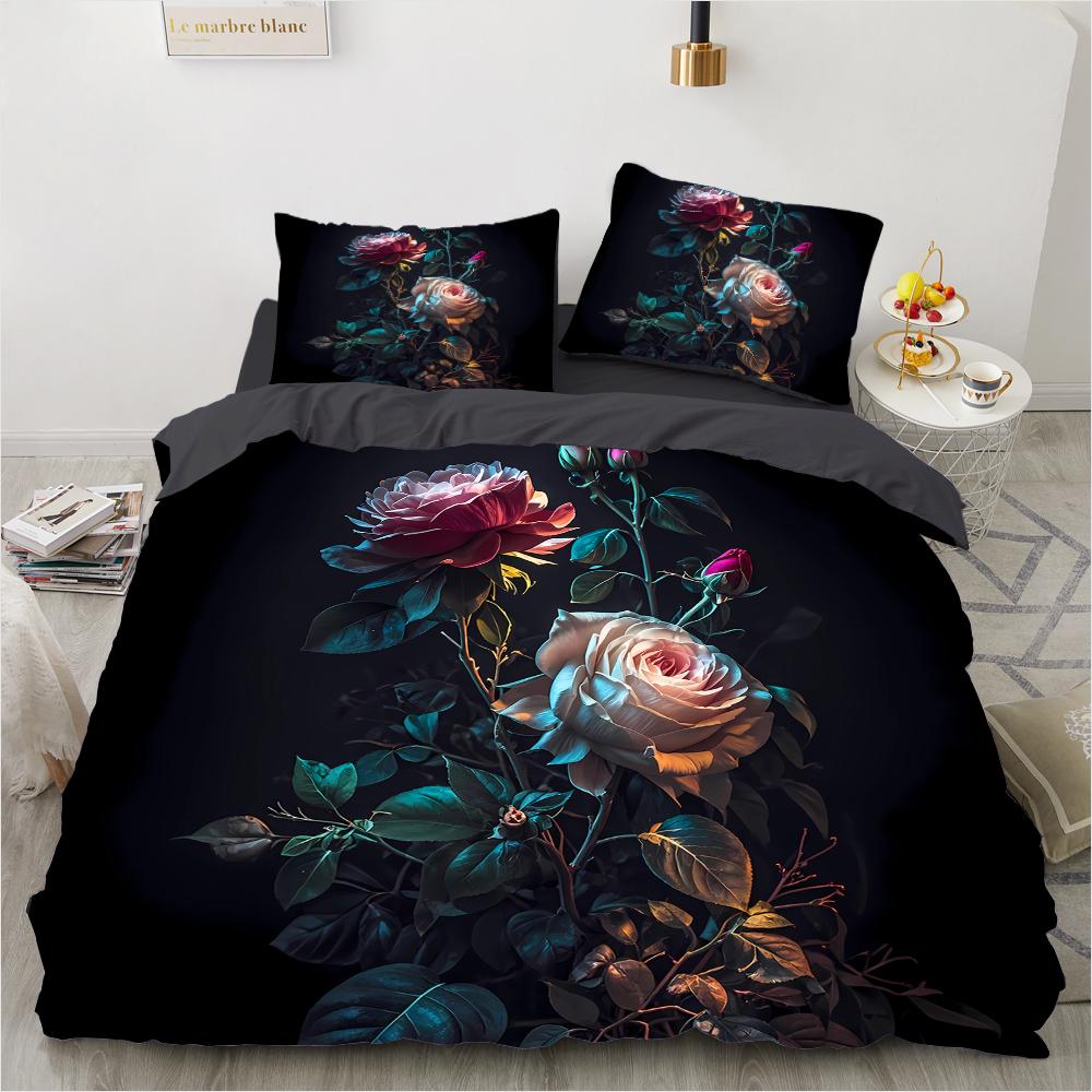 Padrão colorido retrô de borboleta com impressão 3D (conjunto de três peças) conjunto de cama de casal queen size fronha edredom