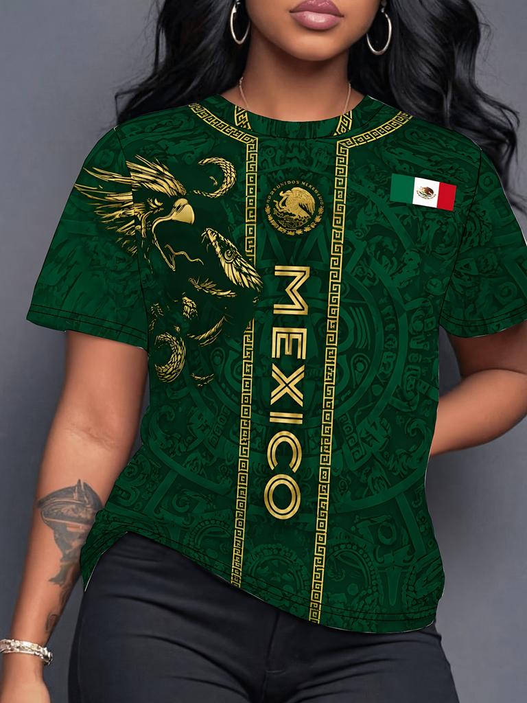 Maglietta Grafica Estiva da Donna con Stampa Messicana Maglie Sportive Taglie Forti T-Shirt a V Manica Corta