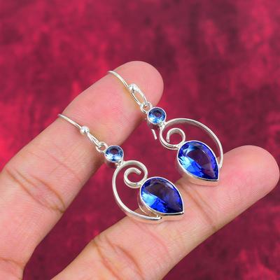 Tansanit Handgemachte Edelstein Ohrringe, 925 Sterling Silber Ohrringe Antik Schmuck, Ohrringe als Verlobungsgeschenk