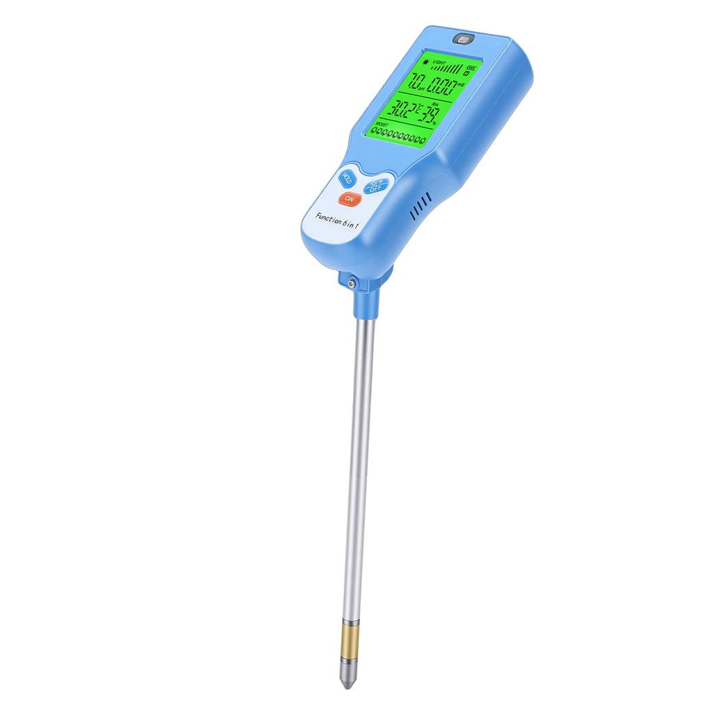 6 In 1 Soil Meter Tester PH Humidity Temperature Illuminance Environmental Humidity Soil Fertility Survey Instrument