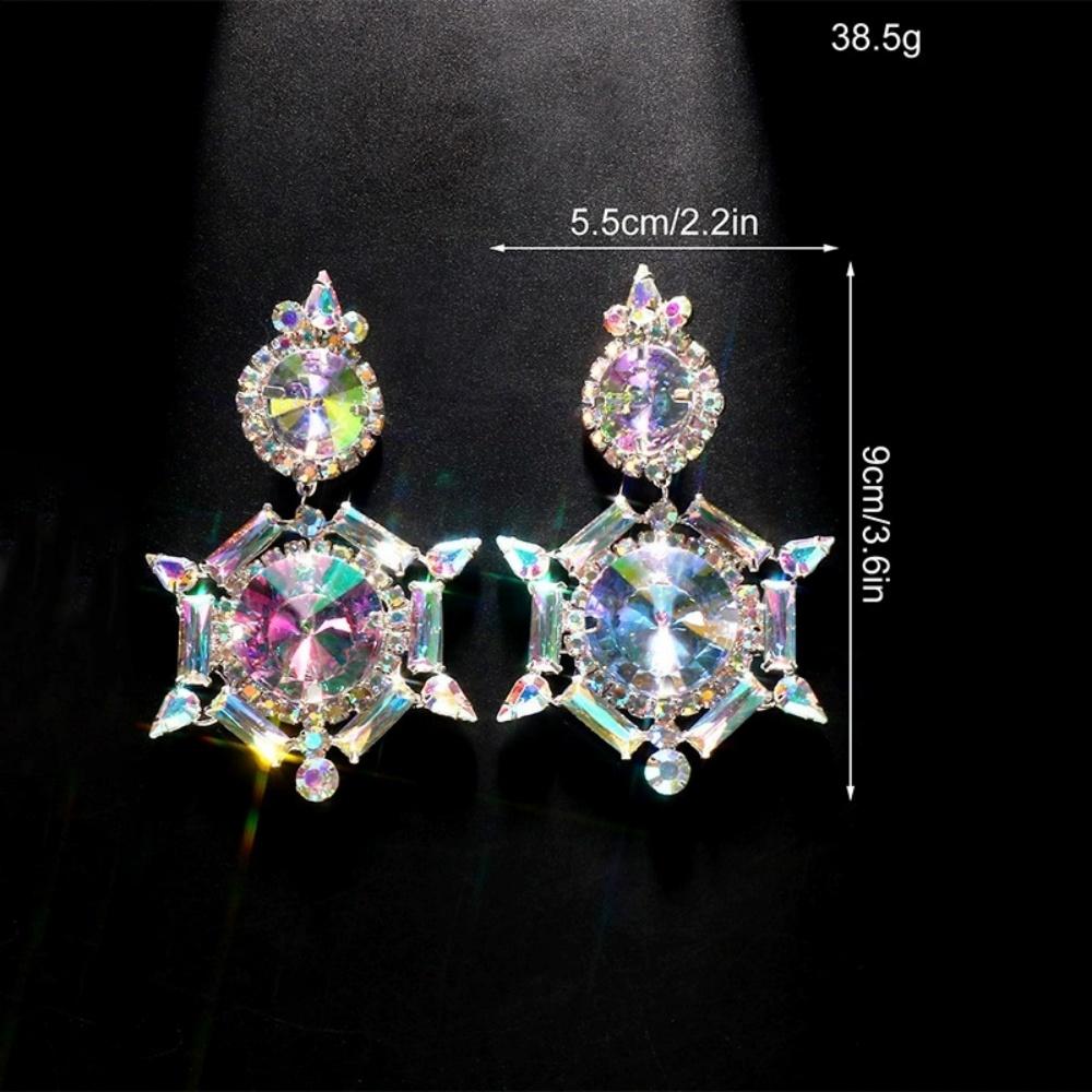 Exaggerated rhinestone earrings, oversized accessories, crystal earrings, party jewelry gifts