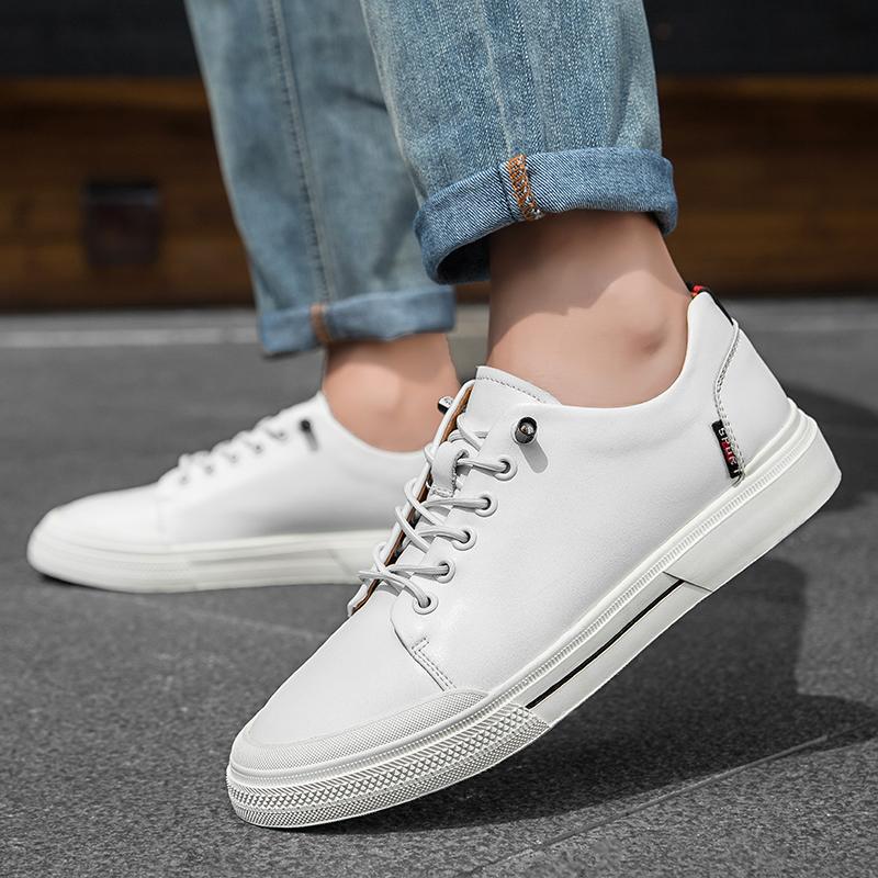 Men 5cm Invisible Height Lift Skate Shoes Cow Leather Soft Comfort Casual Elevator Shoes Non Slip Durable Trendy Outdoor Sports