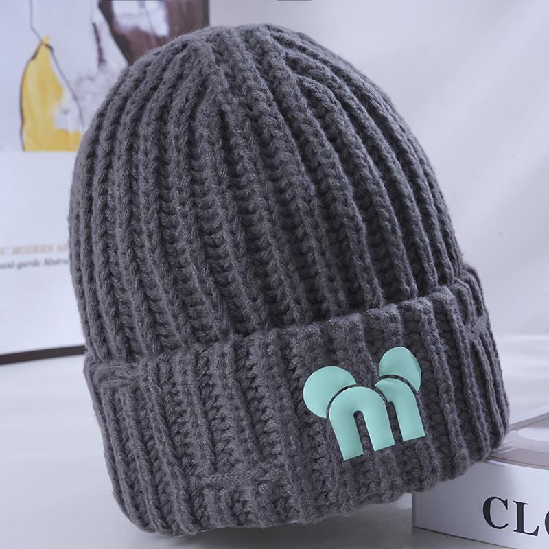 Women's Winter Warm Knitted Hat Korean Style Cute Big Head Windproof Ear Protection Wool Hat Versatile Pullover Hat