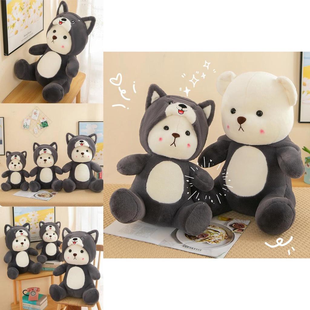 New Cross-border Plush Toy Cartoon Husky Transformed Into Bear Cushion Doll For Sleeping And Hugging