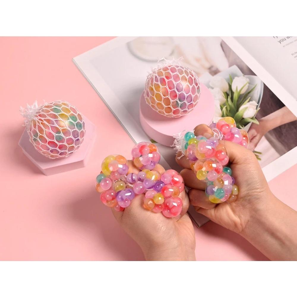 The Rainbow Bead Pressure Reducing Ball Squishy Fidget Toys Funny Stress Reliever Reduce Pressure Prop for Childrens and Adults