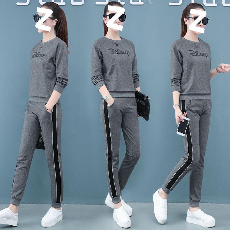 Embroidered Casual Sportswear Suit for Women Spring and Autumn Fashion Loose Plus Size Women's Fat Long Sleeve Two-piece Set