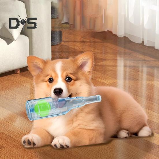 Water Bottle Dog Toy Squeaky Dog Chew Toys for Aggressive Chewers Interactive Plastic Water Bottle with Tennis Ball for Dogs
