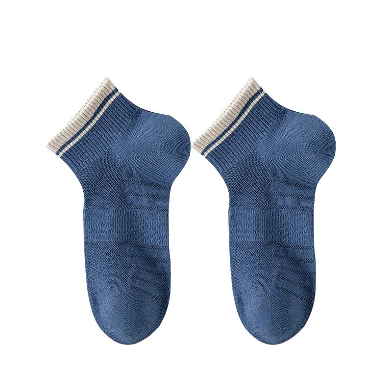 Men's Summer Pure Color Cotton Net Anti Pilling Boneless Seam Head Cotton Socks
