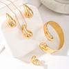 4pcs/set Personalized Water Drop Pendant Necklaces Bangles Rings Earrings For Women Punk Gold Silver Color Metal Jewelry Set