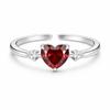 Heart Cut Red CZ Three-Stone Adjustable Ring – 925 Sterling Silver