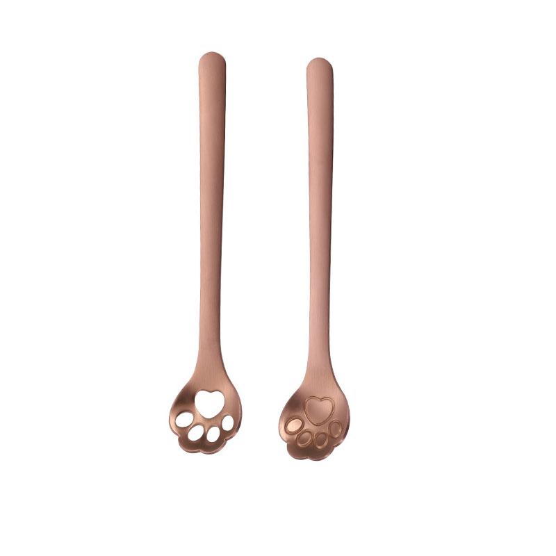 2Pcs Cat Paw Shaped Stainless Steel Spoons Coffee Stirring Teaspoons for Mixing Drinks Sugar Cake Dessert Ice Cream