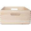 Wooden Storage Box - Creative Deco - Unpainted - 40x30x14 Cm - With Handles - Beige