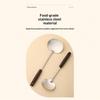 Stainless Steel Cooking Utensil Ergonomic Non-slip Wooden Handle Food Safe Cookware for Home Kitchen Student Dorm Use
