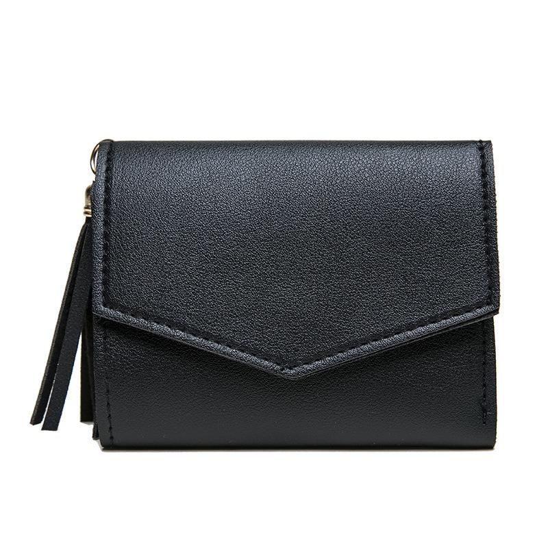 Fashion Wallet Women's Short Fringe Pendant Women's Wallet Solid Color Small Wallet Mini Change Bag
