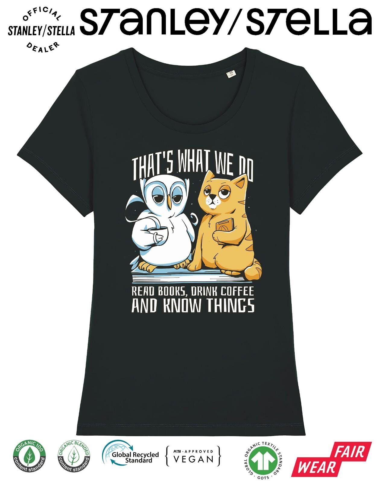 Read Books Drink Coffee Funny Cats T-Shirt Mens Womens Tees Top Womens / Premium Quality L