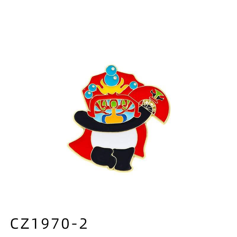 Zinc Alloy Enamel Dropping Brooch, Cute Cartoon Lucky Panda Snake Pattern 2025 Year of the Snake, New Year Festival Decorative Lapel Pin Badge
