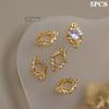 5Pcs Nail Accessory Metal Diamond Holder Retro Light Luxury Three-Dimensional Gold Silver Nail Drill Alloy Base Decoration