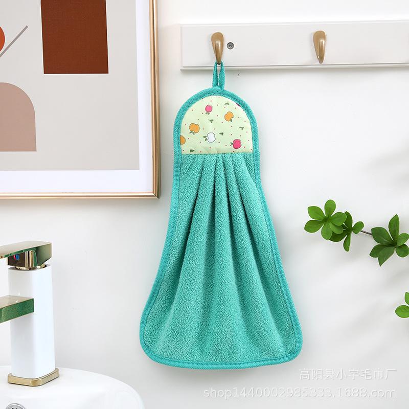 

Coral Fleece Fingertip Towel Hanging Towel For Wiping Hands Household Dishwashing Cloths Bathroom Hand Towel Bathroom Supplies зелёный