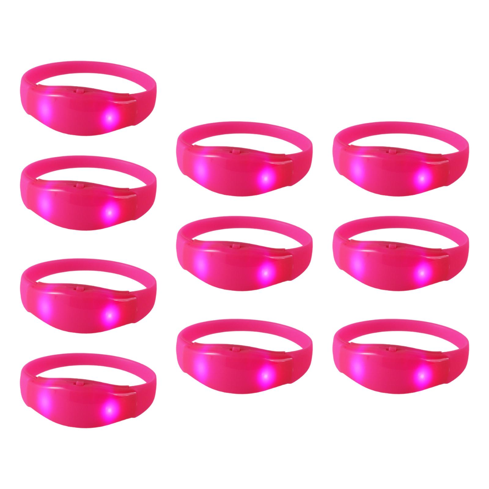 

Набор из 10 силиконовых браслетов с голосовой активацией, мигающие светящиеся наручные аксессуары, разноцветные браслеты, украшения розовый