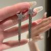111 silver needle five-pointed star fringed stud earrings women's light luxury niche design high-end earrings fashion temperament earrings
